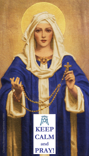 Keep Calm & Pray - Virgin Mary with Rosary Prayer Card